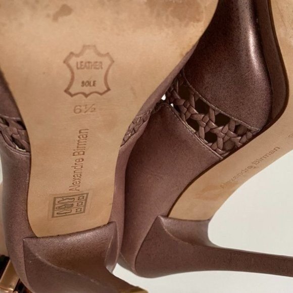 Alexandre Birman Metallic Rose Gold Braided Caged Open Toe Leather Heels 6.5 - Picture 10 of 12